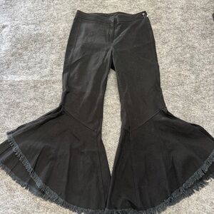 Guest Editor Bell Bottom Extreme Flare Raw Hem High Rise Western Denim Pants